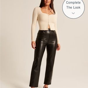 Abercrombie & Fitch curve love vegan leather ankle straight pant